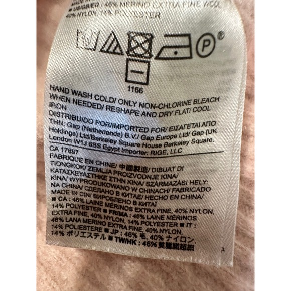 Banana Republic Ribbed Turtleneck Sweater Light Pink XS Merino Wool Blend - Picture 6 of 9